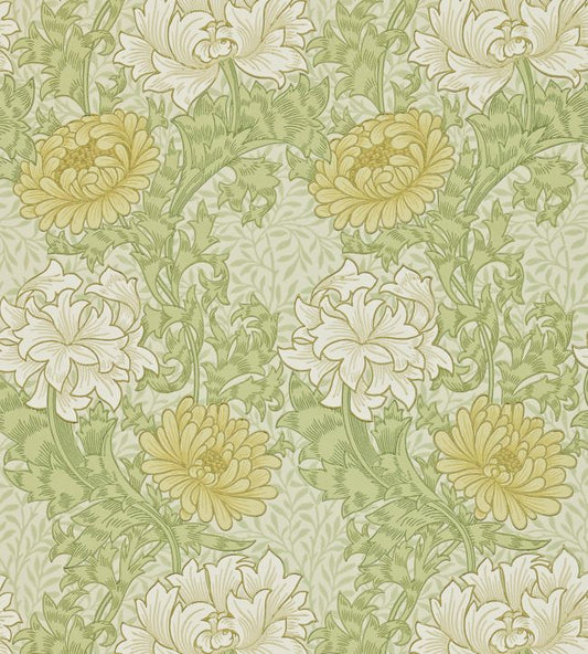 Chrysanthemum Wallpaper - Pale Olive - 212545 - Morris & Co