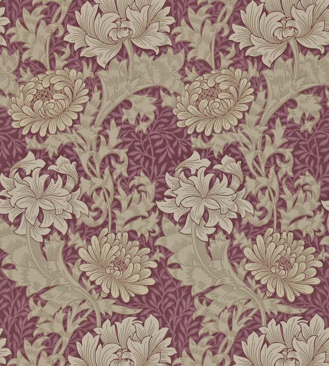 Chrysanthemum Wallpaper - Wine - 212548 - Morris & Co