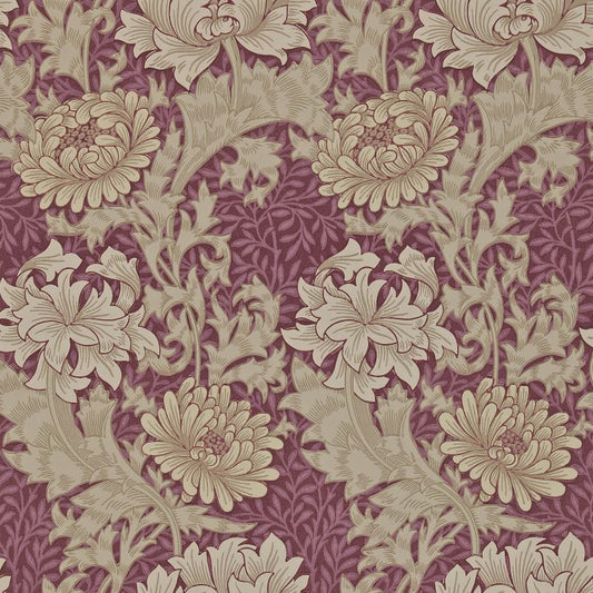 Chrysanthemum Wallpaper - Wine - Morris & Co - 212548 - Morris Wallpaper