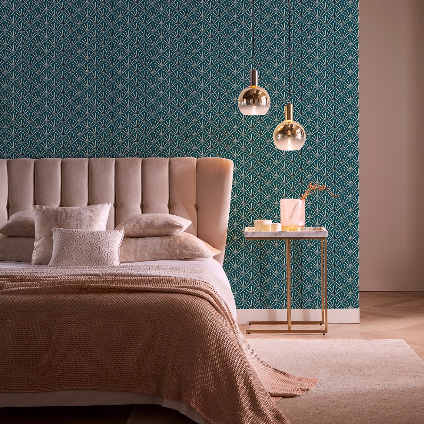 Chrysler Wallpaper - Teal - Clarke & Clarke - W0164/04 - Morris Wallpaper