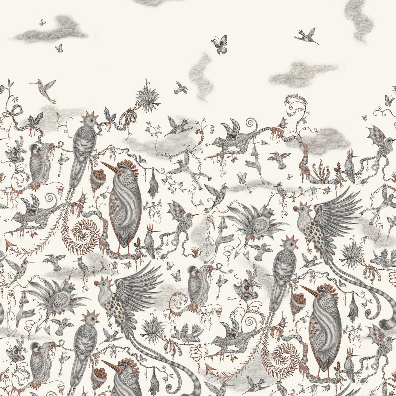 Cloud Forest Wallpaper - Ivory - Clarke & Clarke - W0200/01 - Morris Wallpaper