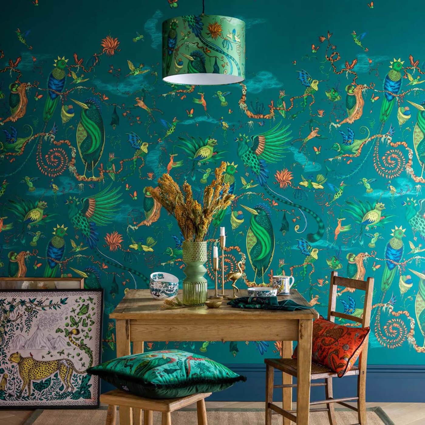 Cloud Forest Wallpaper - Teal - Clarke & Clarke - W0200/02 - Morris Wallpaper