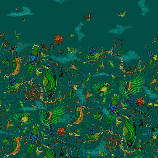 Cloud Forest Wallpaper - Teal - Clarke & Clarke - W0200/02 - Morris Wallpaper