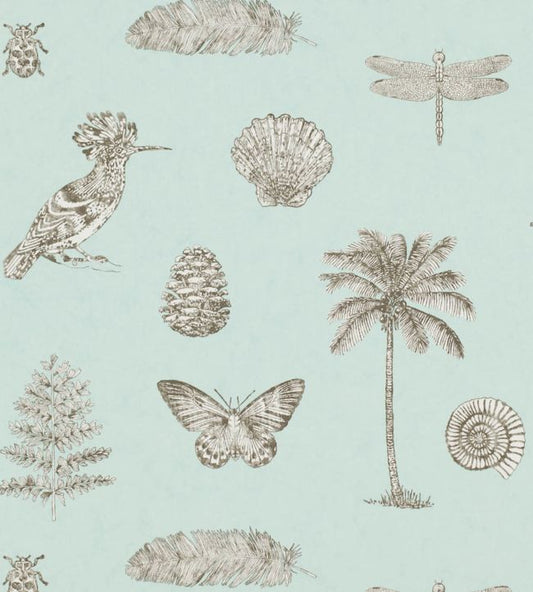 Cocos Wallpaper - Sky/Taupe - DVOY213383 - Sanderson - Morris Wallpaper