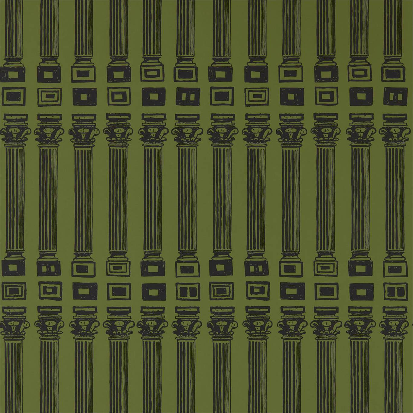 Columns Wallpaper - Olive/Bone Black - ZPLW312970 - Zoffany - Morris Wallpaper