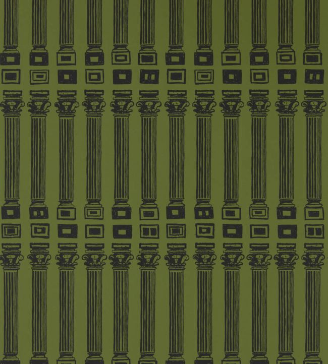 Columns Wallpaper - Olive/Bone Black - ZPLW312970 - Zoffany - Morris Wallpaper