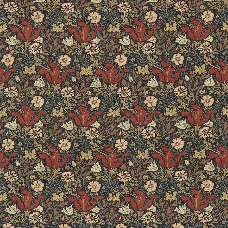 Compton Fabric - Faded Terracotta/Multi - Morris & Co - DMC196204 - Premier Wallcovering