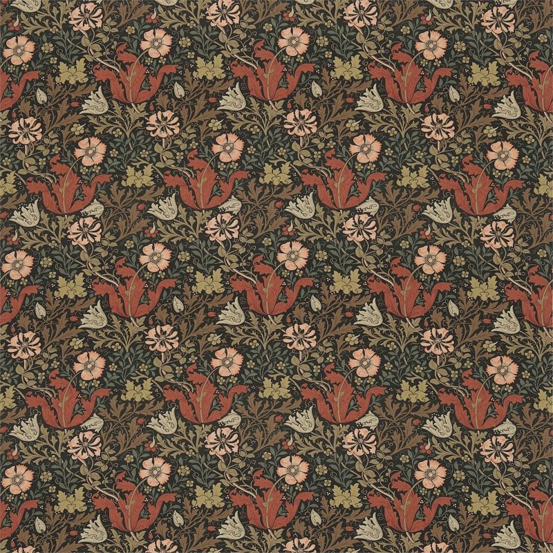 Compton Fabric - Terracotta/Multi - Morris & Co - DJA196201 - Premier Wallcovering