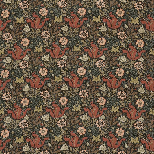 Compton Fabric - Terracotta/Multi - Morris & Co - DJA196201 - Premier Wallcovering