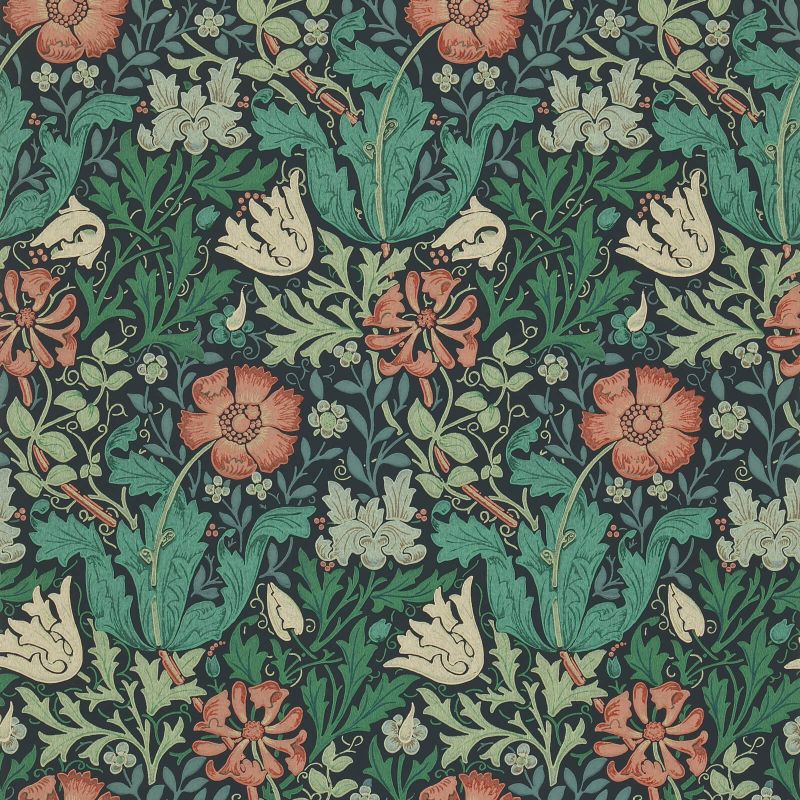 Compton Wallpaper - Indigo/Russet - DJA196102 - Morris & Co