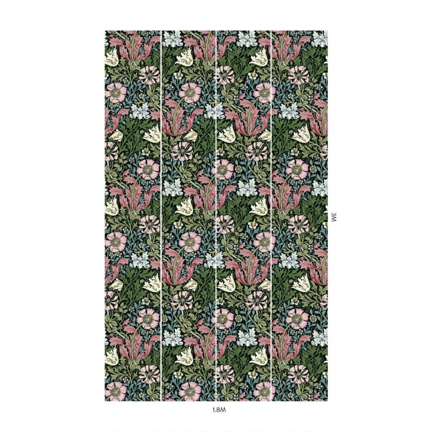 COMPTON Wallpaper - Onyx - 1-WA-COM-DI-ONX-XXX - House of Hackney - Morris Wallpaper