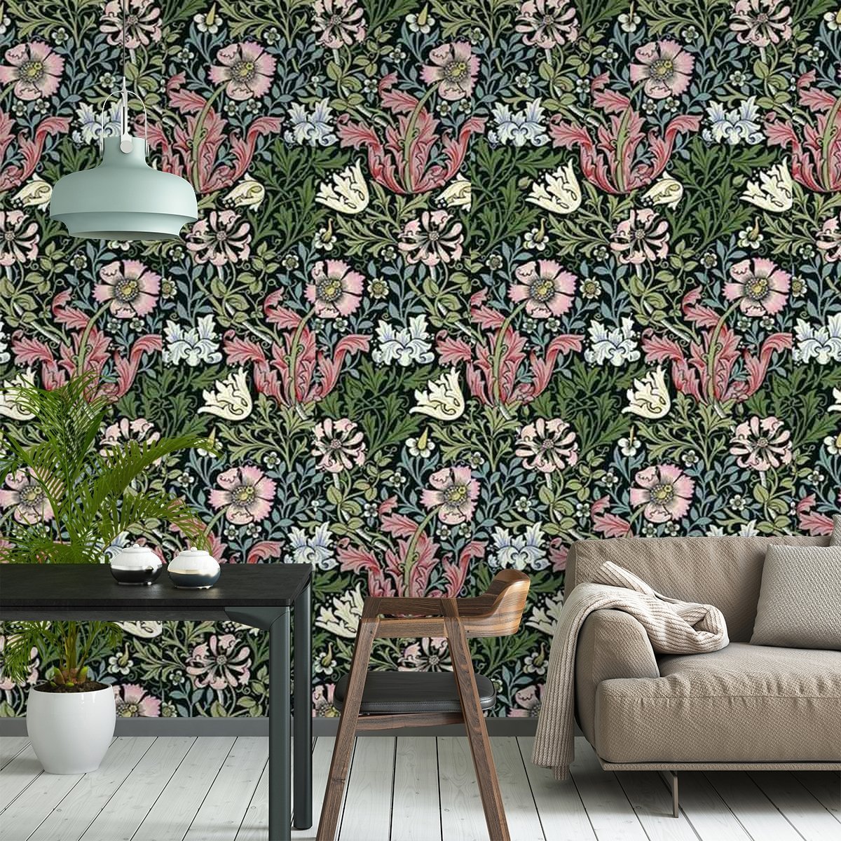 Compton Wallpaper - Onyx - House of Hackney - 1-WA-COM-DI-ONX-XXX - Morris Wallpaper