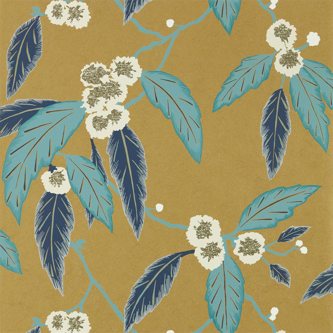 Coppice Wallpaper - Navy/Lagoon/Gold - Harlequin - HSAW112133 - Morris Wallpaper