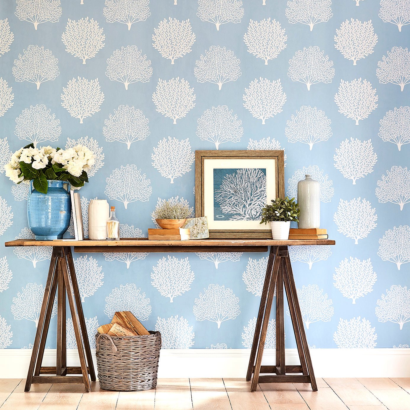 Coraline Wallpaper - Marine - Sanderson - DCOA216577 - Morris Wallpaper