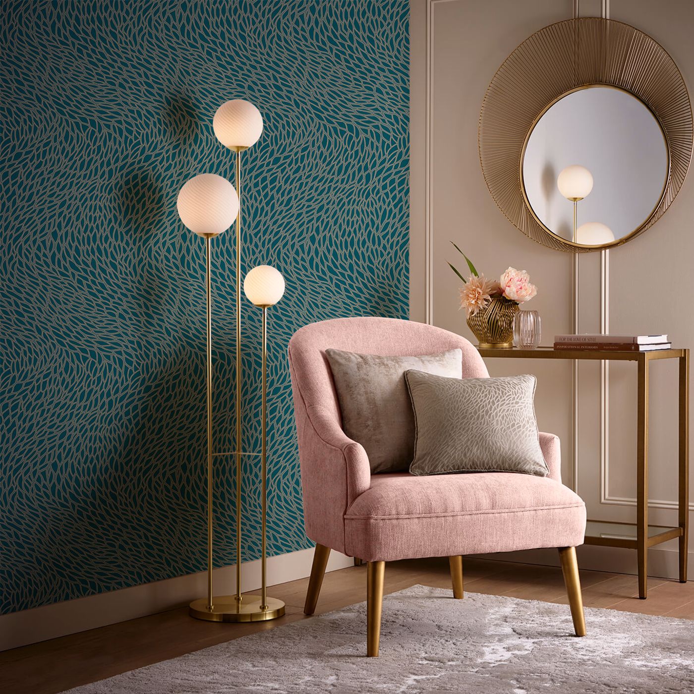 Corallino Wallpaper - Teal - Clarke & Clarke - W0166/03 - Morris Wallpaper