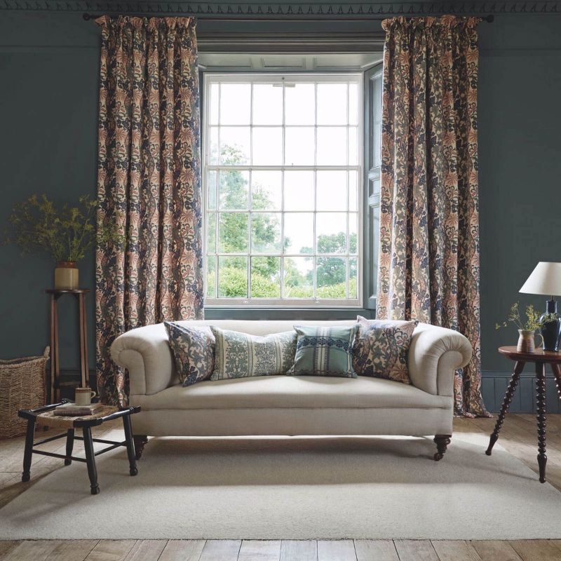 Cornflower Embroidery Fabric - Indigo/Plum - Morris & Co - 237666 - Morris Wallpaper