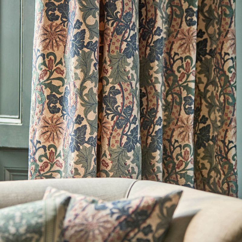 Cornflower Embroidery Fabric - Indigo/Plum - Morris & Co - 237666 - Morris Wallpaper