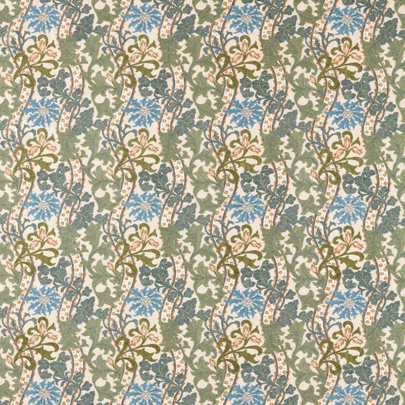 Cornflower Embroidery Fabric - Woad/Forest - Morris & Co - 237707 - Morris Wallpaper