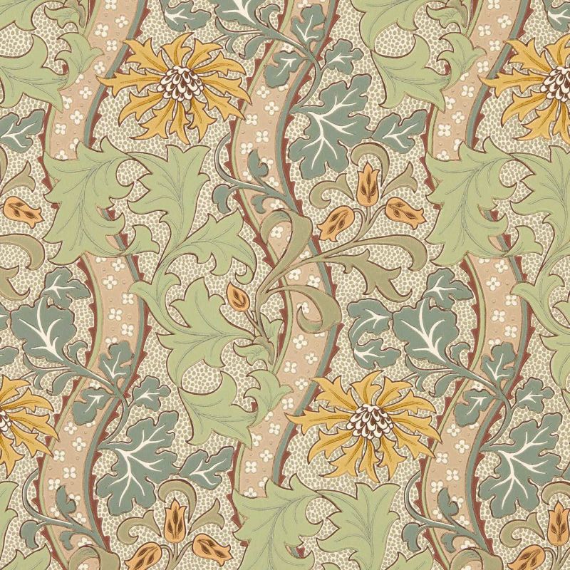 Cornflower Wallpaper - Lemon/Sage - Morris & Co - 217583 - Morris Wallpaper