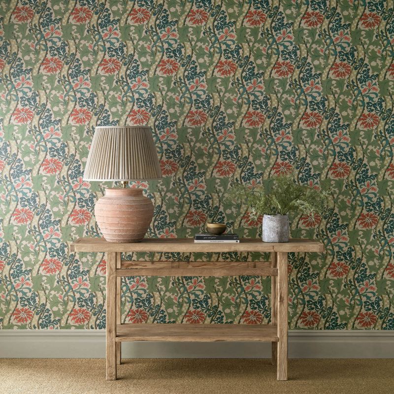 Cornflower Wallpaper - Madder/Forest - Morris & Co - 217580 - Morris Wallpaper