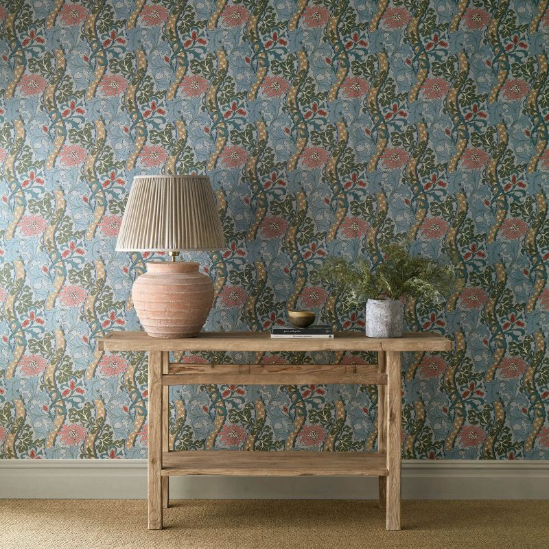 Cornflower Wallpaper - Rose/Woad - Morris & Co - 217582 - Morris Wallpaper
