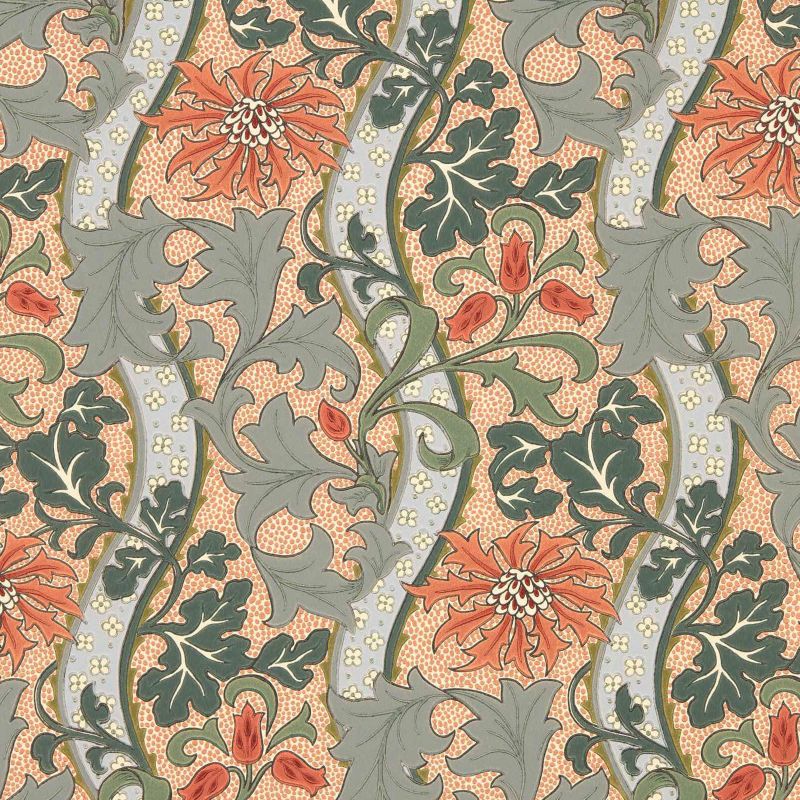 Cornflower Wallpaper - Russet/Teal - Morris & Co - 217581 - Morris Wallpaper