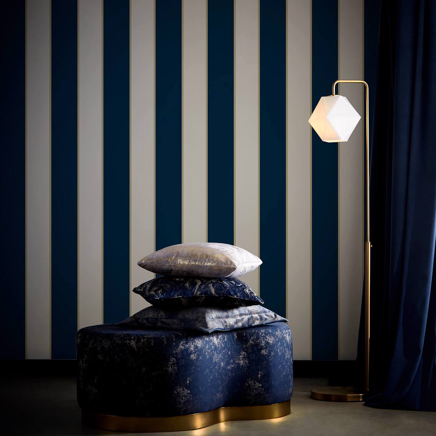 Cosmopolis Wallpaper - Ink - Clarke & Clarke - W0221/01 - Morris Wallpaper