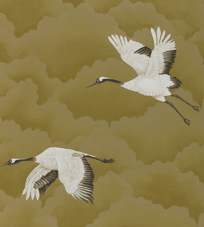 Cranes in Flight Wallpaper - Antique Gold - HGAT111235 - Harlequin - Morris Wallpaper