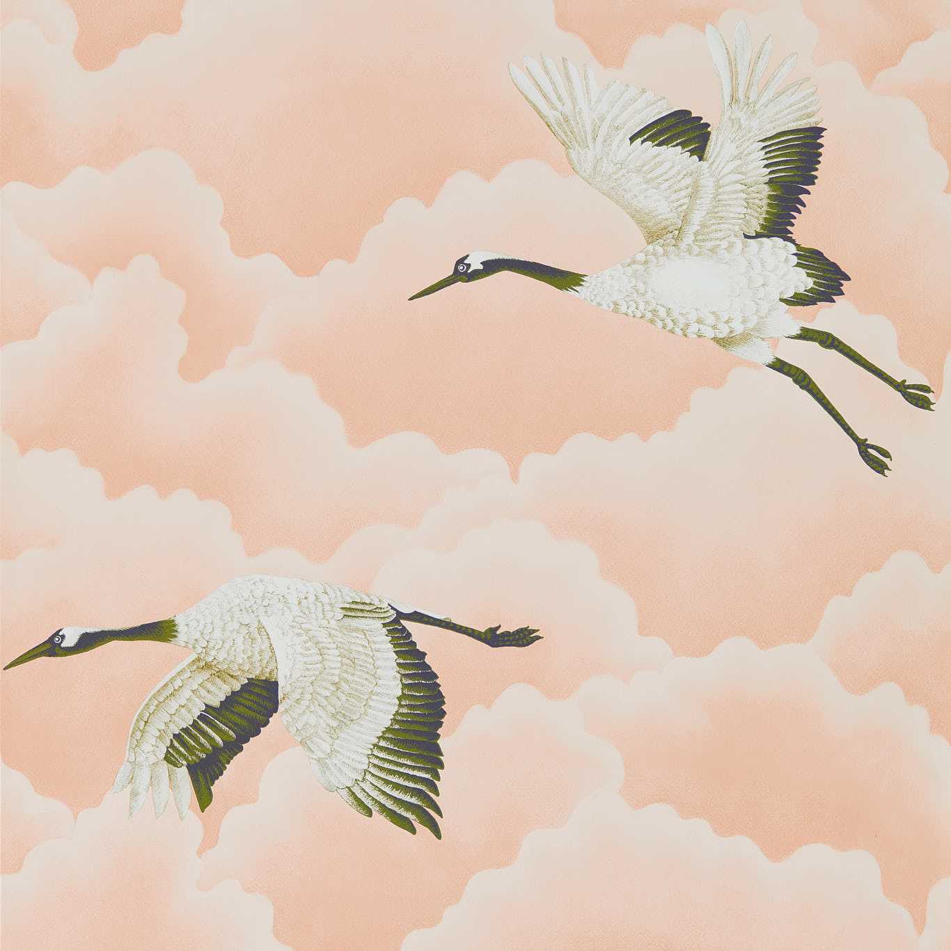 Cranes in Flight Wallpaper - Blush - Harlequin - HGAT111232 - Morris Wallpaper