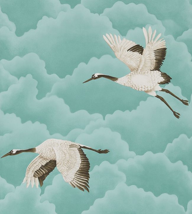 Cranes in Flight Wallpaper - Marine - HGAT111234 - Harlequin - Morris Wallpaper