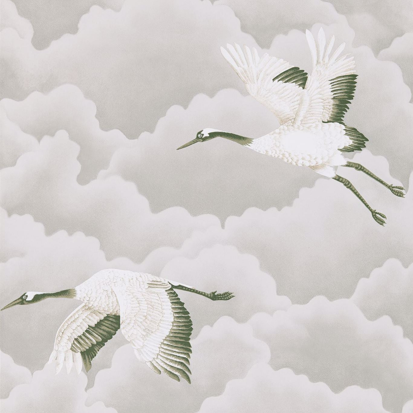 Cranes in Flight Wallpaper - Platinum - Harlequin - HGAT111230 - Morris Wallpaper