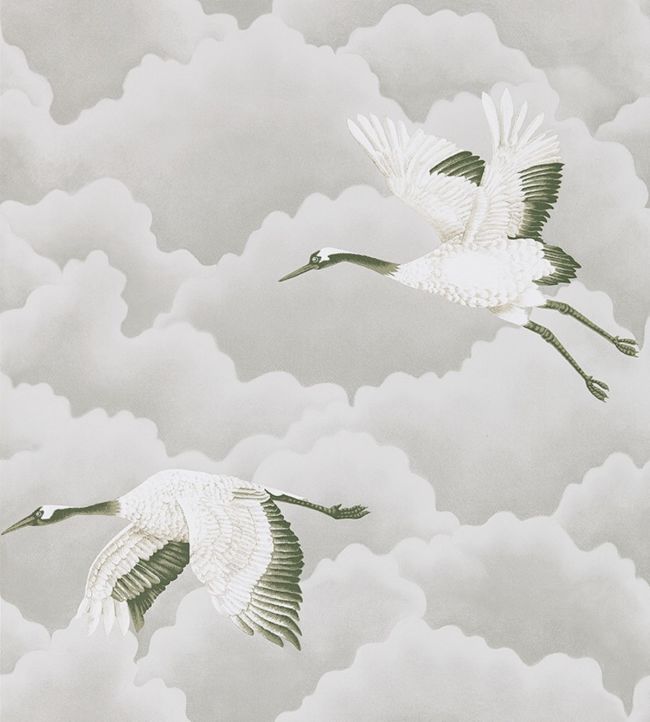 Cranes in Flight Wallpaper - Platinum - HGAT111230 - Harlequin - Morris Wallpaper