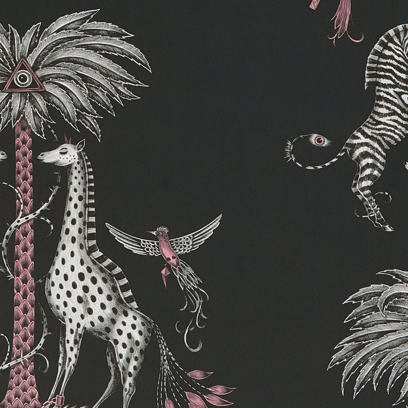Creatura Wallpaper - Charcoal - Clarke & Clarke - W0114/01 - Morris Wallpaper