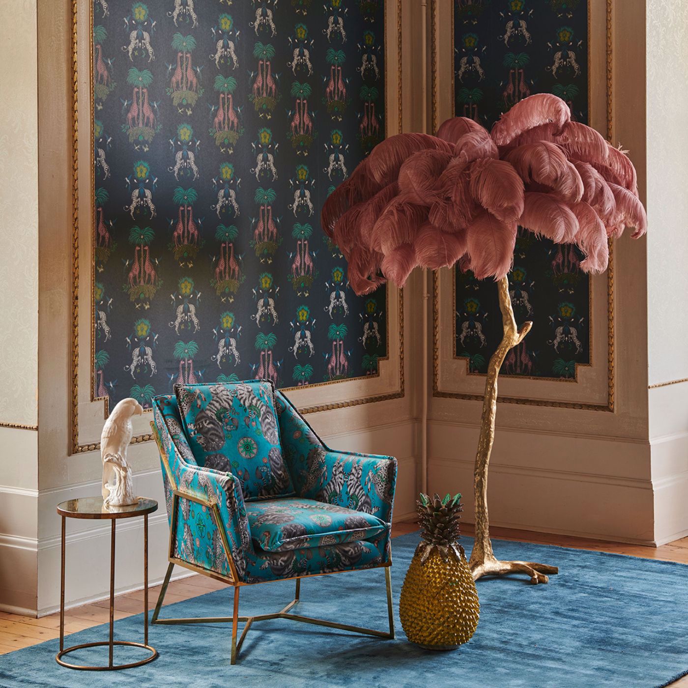 Creatura Wallpaper - Teal - Clarke & Clarke - W0114/03 - Morris Wallpaper