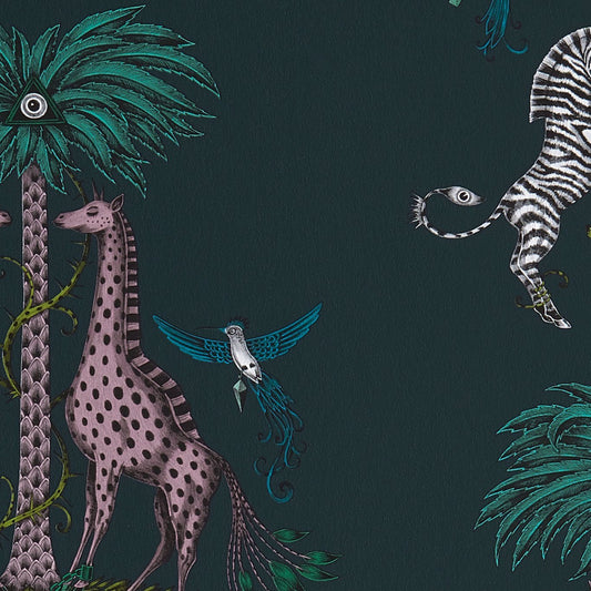 Creatura Wallpaper - Teal - Clarke & Clarke - W0114/03 - Morris Wallpaper