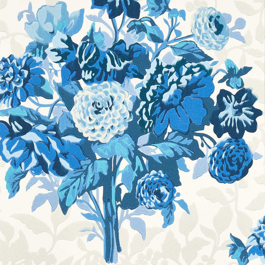 Dahlia Bunch Wallpaper - Lapis - HSRW113055 - Harlequin - Sophie Robinson - Morris Wallpaper