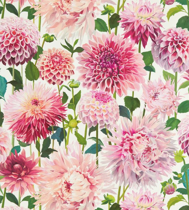 Dahlia Wallpaper - Blossom/Emerald/New Beginnings - HQN2112843 - Harlequin - Morris Wallpaper