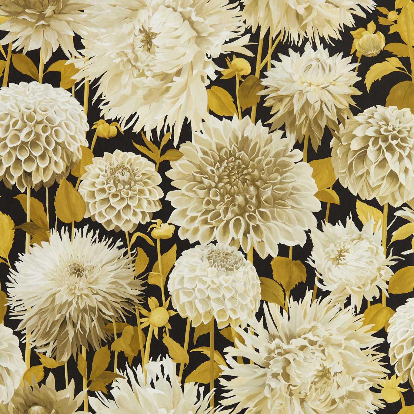 Dahlia Wallpaper - Fig Blossom/Nectar/Black Earth - Harlequin - HQN2112846 - Morris Wallpaper