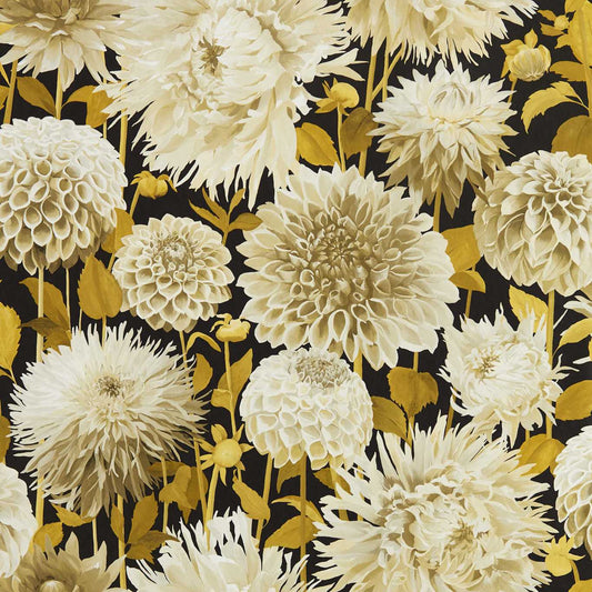 Dahlia Wallpaper - Fig Blossom/Nectar/Black Earth - Harlequin - HQN2112846 - Morris Wallpaper