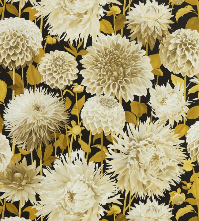 Dahlia Wallpaper - Fig Blossom/Nectar/Black Earth - HQN2112846 - Harlequin - Morris Wallpaper