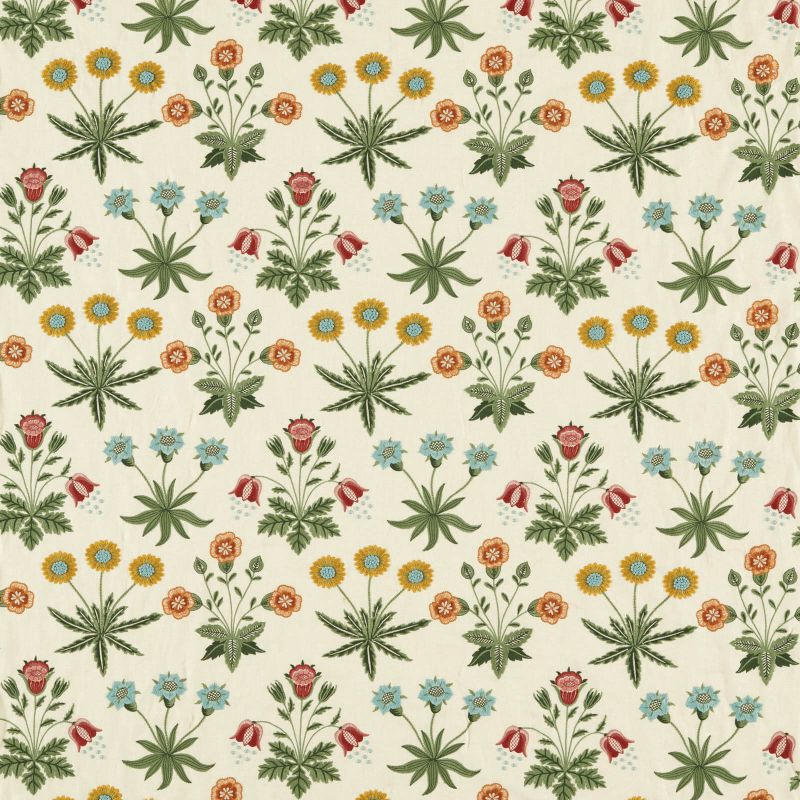 Daisy Embroidery Fabric - Cream/Multi - Morris & Co - 237310 - Premier Wallcovering