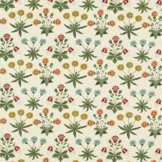 Daisy Embroidery Fabric - Cream/Multi - Morris & Co - 237310 - Premier Wallcovering