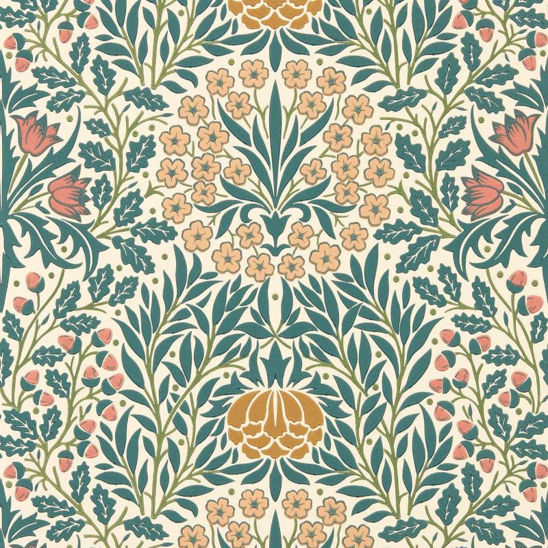 Daisy & Oak Wallpaper - Madder/Teal - Morris & Co - 217586 - Morris Wallpaper