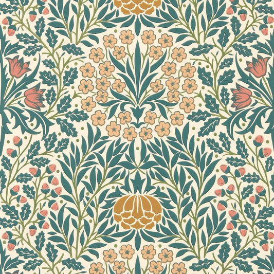 Daisy & Oak Wallpaper - Madder/Teal - Morris & Co - 217586 - Morris Wallpaper