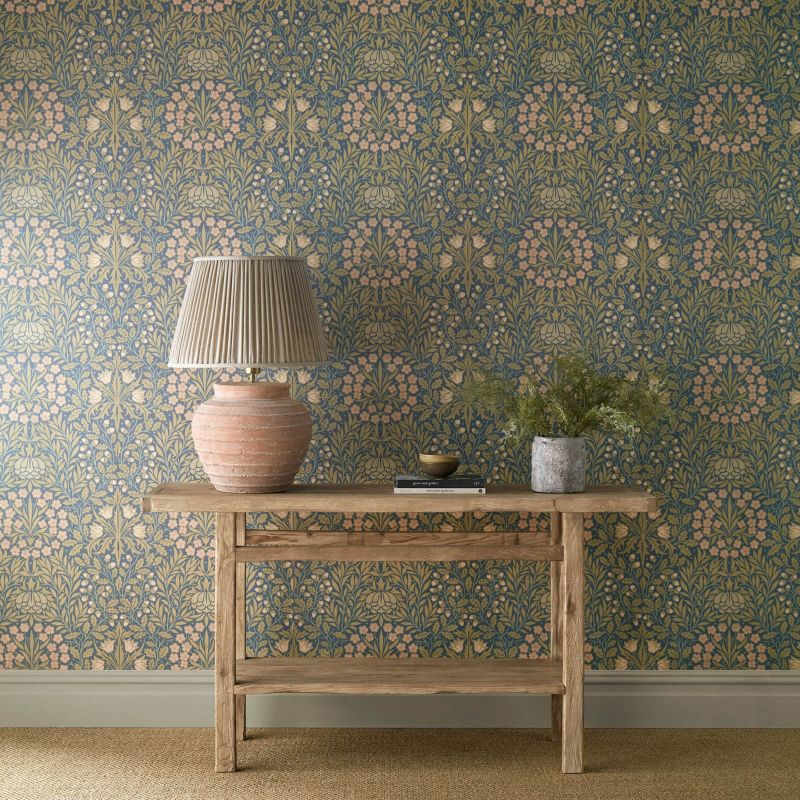 Daisy & Oak Wallpaper - Powder Blue/Blush - Morris & Co - 217584 - Morris Wallpaper
