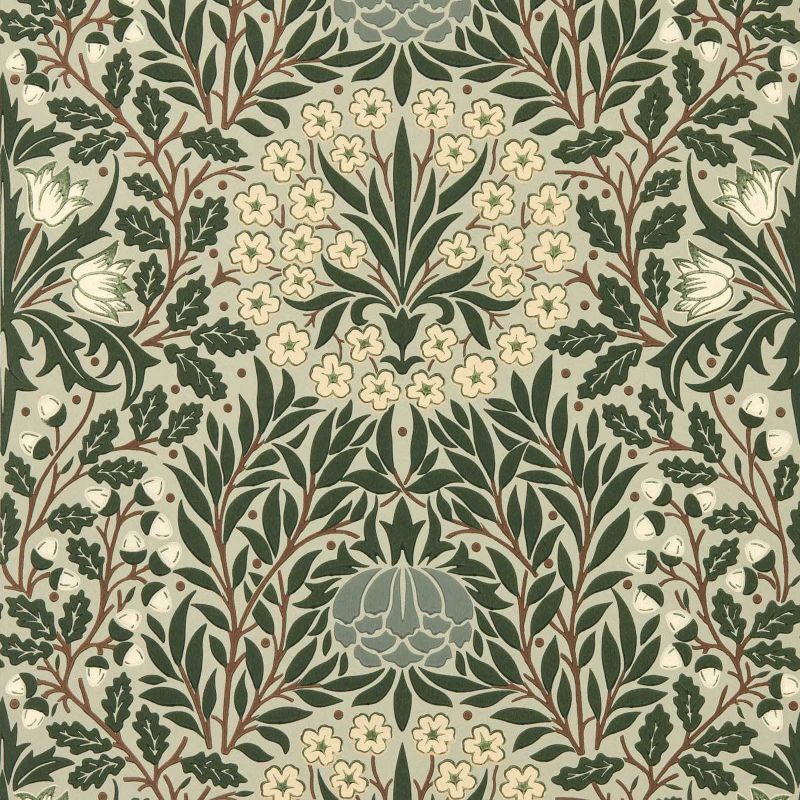 Daisy & Oak Wallpaper - Sage/Forest - Morris & Co - 217585 - Morris Wallpaper