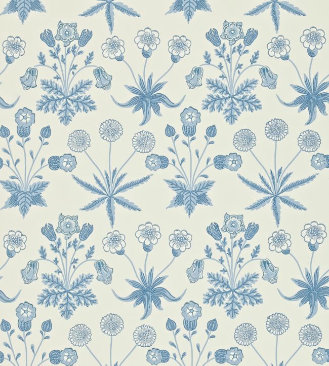 Daisy Wallpaper - Blue/Ivory - DARW212561 - Morris & Co - Morris Wallpaper