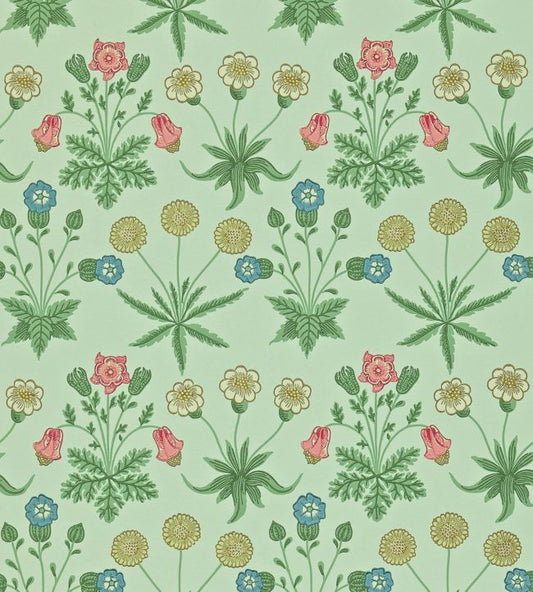Daisy Wallpaper - Pale Green/Rose - DARW212559 - Morris & Co - Morris Wallpaper