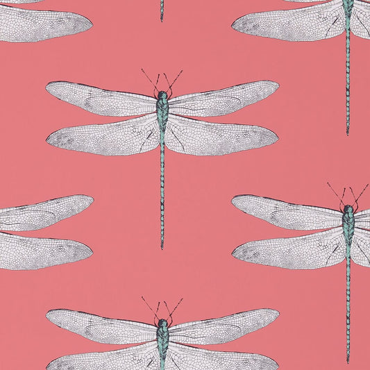 Demoiselle Wallpaper - Coral/Mint - Harlequin - HGAT111245 - Morris Wallpaper