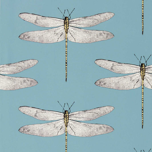 Demoiselle Wallpaper - Cornflower/First Light/Honey - Harlequin - HRTW113144 - Morris Wallpaper